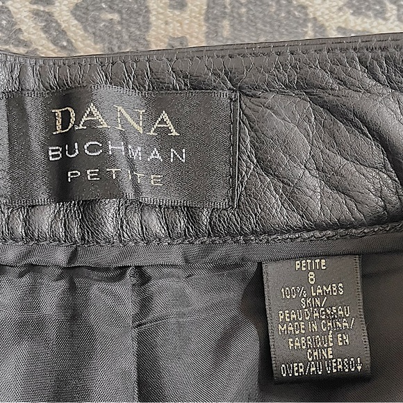 VTG Black Lambskin Leather Charlotte Straight Leg Pants: Size 8P - Picture 4 of 5